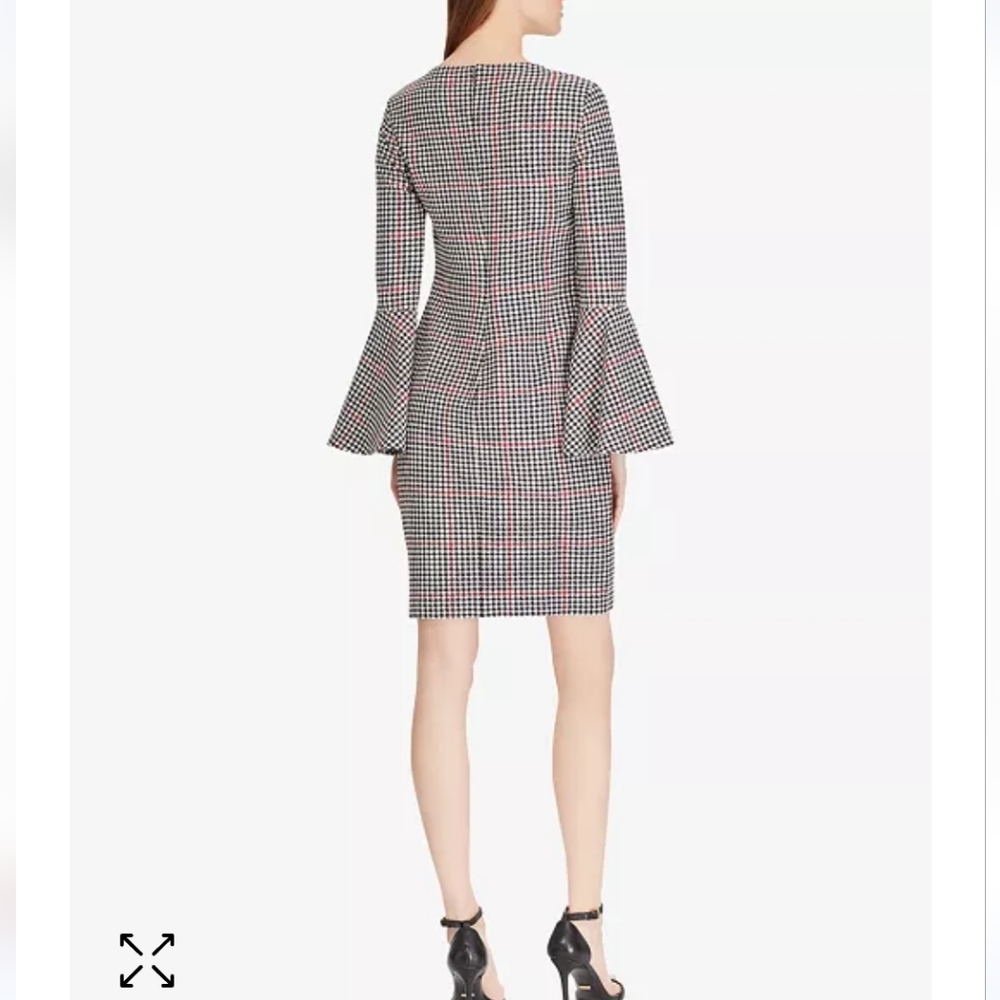 Lauren Ralph Lauren Windowpane Houndstooth Dress with Bell Sleeve - Picture 2 of 11